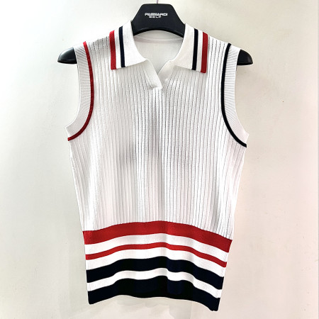 [행복한백화점][파사디]라인 배색 카라 니트 화이트 여성 P25MKS393M