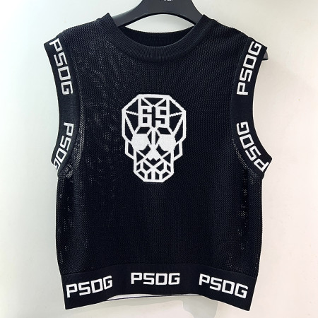 [행복한백화점][파사디]스컬 라운드 쿨 니트 베스트 블랙 여성 P25MKV381X