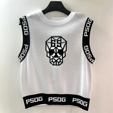 [행복한백화점][파사디]스컬 라운드 쿨 니트 베스트 화이트 여성 P25MKV381X