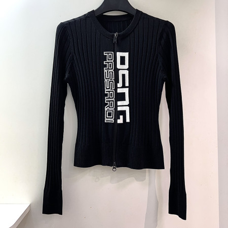 [행복한백화점][파사디]라운드넥 골조직 니트 집업 가디건 블랙 여성 P25SKC302X