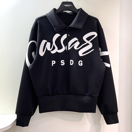 [행복한백화점][파사디]빅로고 윙카라 집업 티셔츠 블랙 여성 P25STP101M