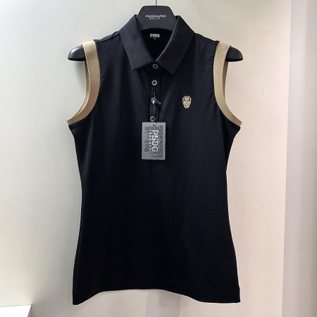 [행복한백화점][파사디]세로줄 트리코트 Y에리 민소매 카라 티셔츠 블랙 여성 P25MTL189X