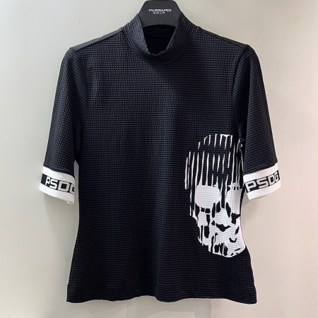 [행복한백화점][파사디]시어서커 하이넥 반팔 티셔츠 블랙 여성 P25MTP160X