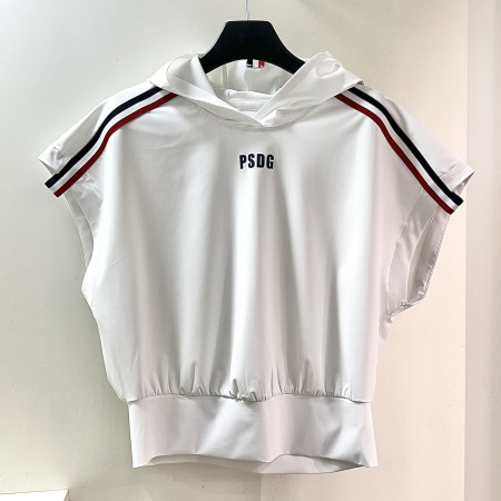 [행복한백화점][파사디]배색테이프 후드 베스트 티셔츠 화이트 여성 P25MTV198M