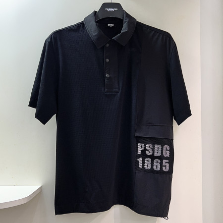 [행복한백화점][파사디]와끼 우븐패치 포켓 제에리 반팔 티셔츠 블랙 남성 Q25MTY068M