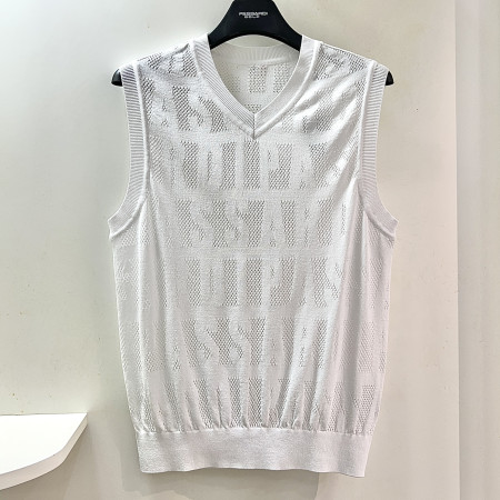 [행복한백화점][파사디]로고 스카시 V넥 니트베스트 화이트 남성 조끼 Q25SKV241M