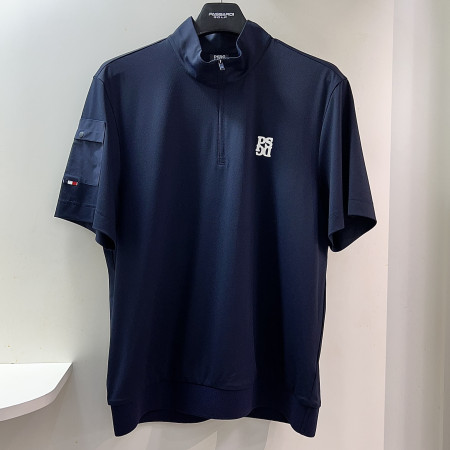 [행복한백화점][파사디]와플조직 반집업 반팔 티셔츠 다크네이비 남성 Q25MTP053M