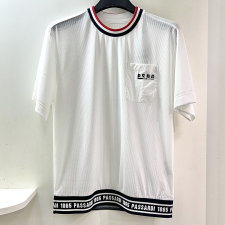 [행복한백화점][파사디]시보리포인트 라운드 반팔 메쉬 티셔츠 화이트 남성 Q25MTP054M