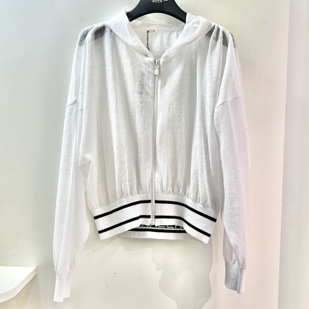 [행복한백화점][파사디]시스루 후드 집업 가디건 화이트 여성 P25MKC351X