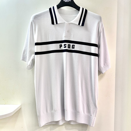 [행복한백화점][파사디]앞판 배색 반팔 카라 쿨 니트 화이트 남성 Q25MKT272M