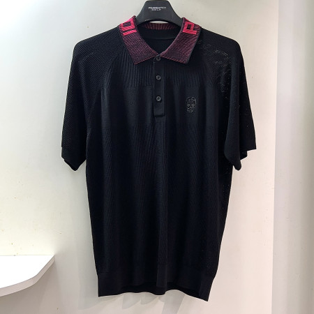 [행복한백화점][파사디]에리 포인트 니트카라 반팔 티셔츠 블랙 남성 Q25MKT271X