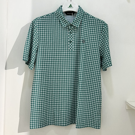 [행복한백화점][그린조이]미니 체크 프린트 반팔 카라 티셔츠 그린 남성 GS25KY54M