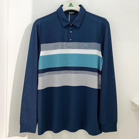 [행복한백화점][그린조이]컬러 배색 긴팔 카라 티셔츠 틸블루 남성 GP25KY21M