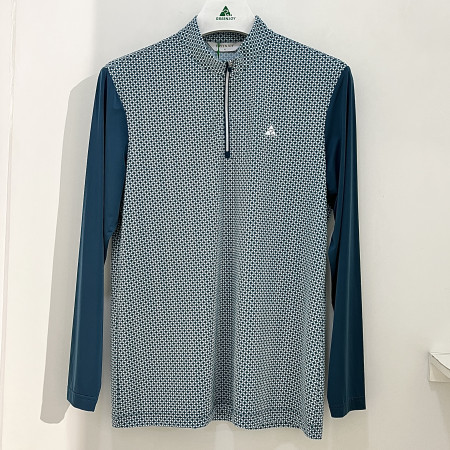 [행복한백화점][그린조이]미니패턴 냉감소매 반지퍼 티셔츠 틸블루 남성 GP25KL22M