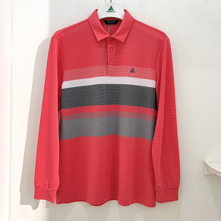 [행복한백화점][그린조이]컬러 배색 긴팔 카라 티셔츠 코랄 남성 GP25KY21M