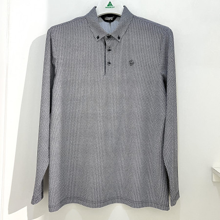 [행복한백화점][그린조이]미니 패턴 긴팔 카라 티셔츠 블랙 남성 GP25KY55M