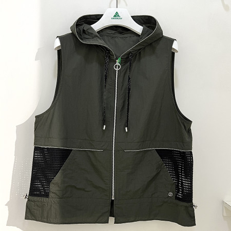 [행복한백화점][그린조이]메쉬 패치 후드집업 베스트 카키 여성 조끼 GP25WV21W