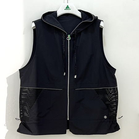 [행복한백화점][그린조이]메쉬 패치 후드집업 베스트 블랙 여성 조끼 GP25WV21W