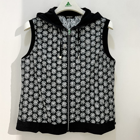 [행복한백화점][그린조이]메쉬프린트 후드져지 베스트 블랙 여성 조끼 GP24KV23W