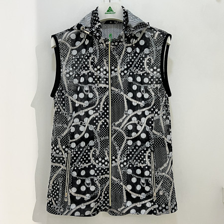 [행복한백화점][그린조이]프린트 후드 베스트 블랙 여성 조끼 GP24WV21W