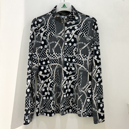 [행복한백화점][그린조이]체인 프린트 반지퍼 티셔츠 블랙 여성 GP24KL23W