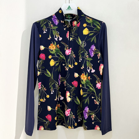 [행복한백화점][그린조이]봄 플라워 프린트 냉감소매 집업티셔츠 네이비 여성 GP24KL21W