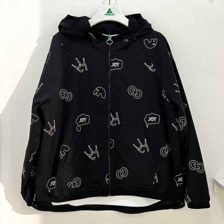 [행복한백화점][그린조이]전판 자수 솔리드 바람막이 점퍼 블랙 여성 GP25WJ23W