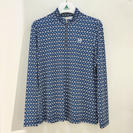 [행복한백화점][그린조이]미니멀 패턴 반지퍼 긴팔 티셔츠 네이비 여성 GP25KL28W