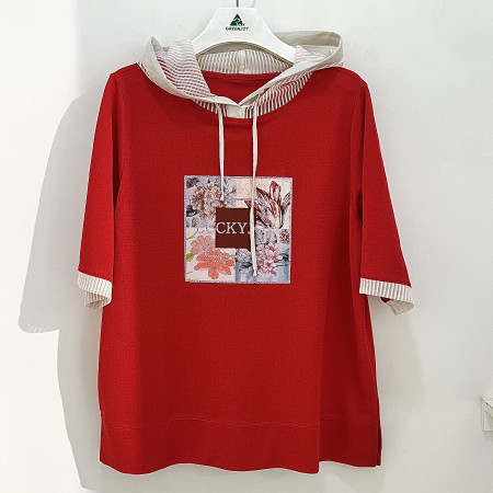 [행복한백화점][그린조이]프린트 포인트 후드 티셔츠 오렌지 여성 GP25KL31W