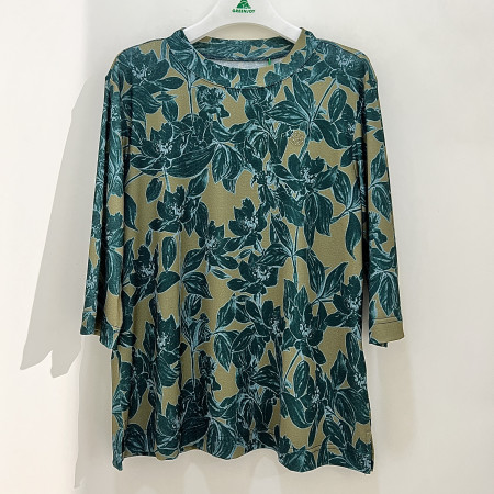 [행복한백화점][그린조이]플라워프린트 7부라운드 폴라 티셔츠 그린 여성 GP25KR23W