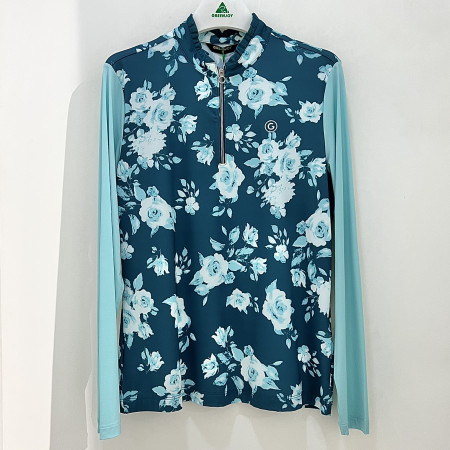 [행복한백화점][그린조이]플라워 프린트 냉감 소매 반지퍼 티셔츠 그린 여성 GP25KL23W