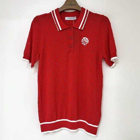 [행복한백화점][팜스프링스]패턴 디자인 반팔 니트 레드 여성 SKTL252455