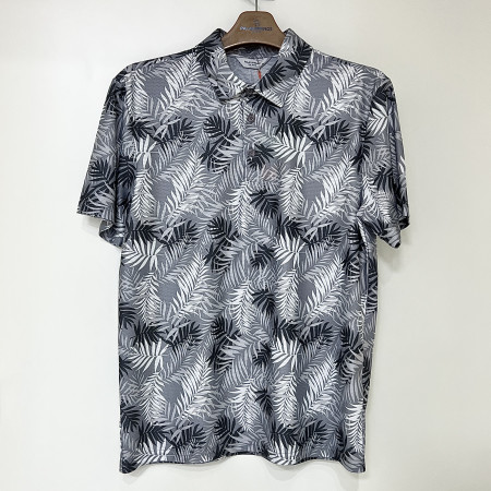 [행복한백화점][팜스프링스]트로피컬 프린트 반팔 카라 티셔츠 그레이 남성 STSM252161