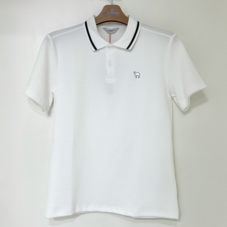 [행복한백화점][팜스프링스]엠보 패턴 반팔 카라 티셔츠 화이트 남성 STSM252179