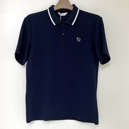 [행복한백화점][팜스프링스]엠보 패턴 반팔 카라 티셔츠 네이비 남성 STSM252179