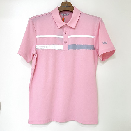 [행복한백화점][팜스프링스]배색 포인트 반팔 카라 티셔츠 핑크 남성 STSM252155