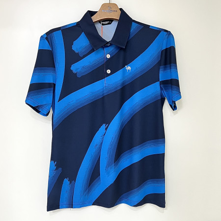 [행복한백화점][팜스프링스]사선 배색 반팔 카라 티셔츠 네이비 남성 STSM252169