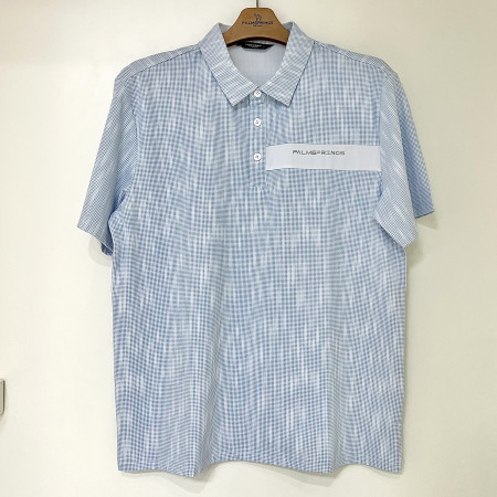 [행복한백화점][팜스프링스]잔패턴 반팔 카라 티셔츠 스카이블루 남성 STSM252168