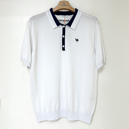 [행복한백화점][팜스프링스]카라 배색 반팔 니트 화이트 남성 SKTM252351