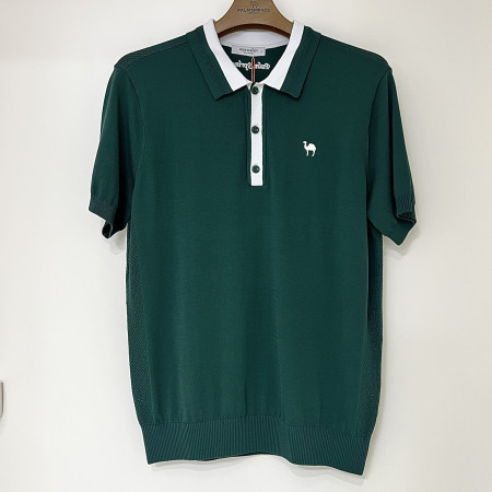 [행복한백화점][팜스프링스]카라 배색 반팔 니트 다크그린 남성 SKTM252351