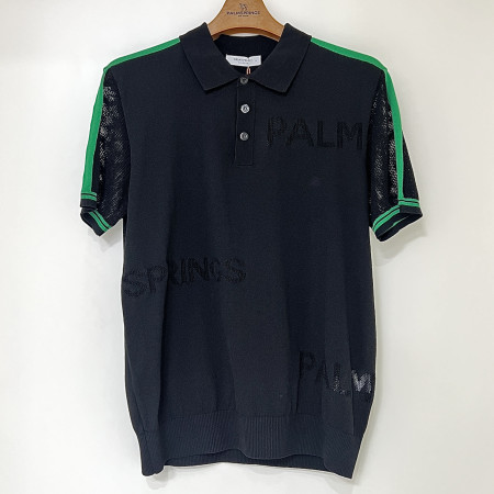 [행복한백화점][팜스프링스]시스루 라인 배색 반팔 카라 티셔츠 블랙 남성 SKTM252350