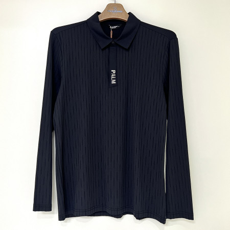 [행복한백화점][팜스프링스]세로 패턴 카라 티셔츠 블랙 남성 STSM251103