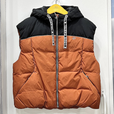 [행복한백화점][루이까스텔]오버핏 후드배색 덕다운 조끼 베스트 브라운 여성 7LEJP007