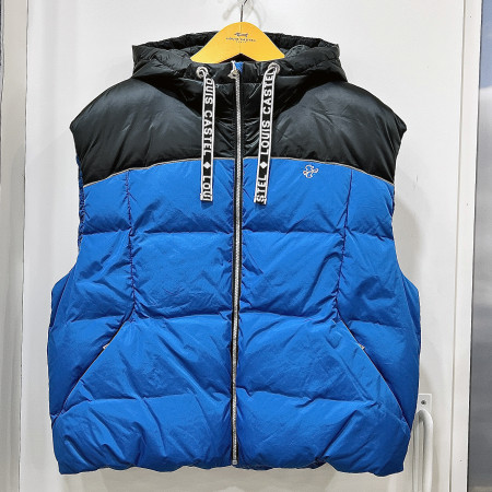 [행복한백화점][루이까스텔]오버핏 후드배색 덕다운 조끼 베스트 블루 여성 7LEJP007