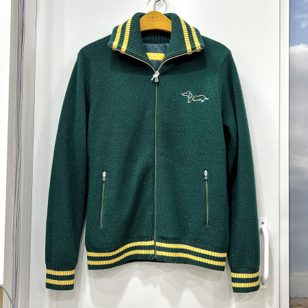 [행복한백화점][루이까스텔]배색 라인 방풍 집업 울 스웨터 그린 여성 7LESW002