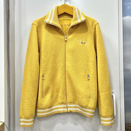 [행복한백화점][루이까스텔]배색 라인 방풍 집업 울 스웨터 옐로우 여성 7LESW002