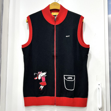 [행복한백화점][루이까스텔]울 터틀 풀집업 니트 베스트 블랙 여성 7LDVT933