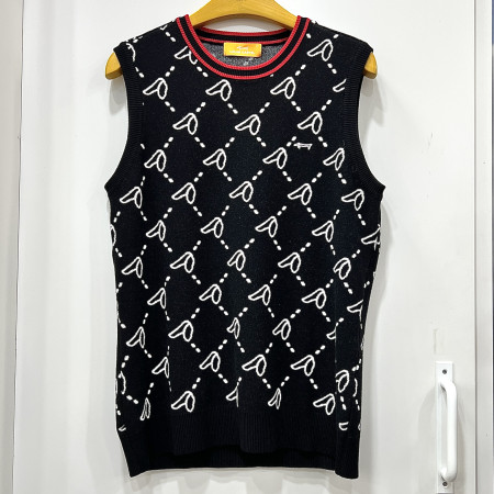 [행복한백화점][루이까스텔]체크패턴 라운드 니트 조끼 블랙 여성 7LDVT934