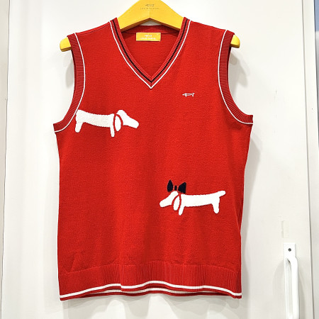 [행복한백화점][루이까스텔]루카 커플 닥스훈트 브이넥 니트 조끼 레드 여성 7LDVT931