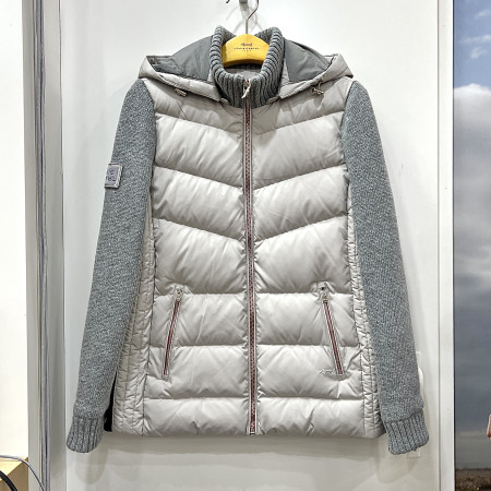 [행복한백화점][루이까스텔]기본핏 에리소매 니트 덕다운 점퍼 라이트그레이 여성 7LEJP002